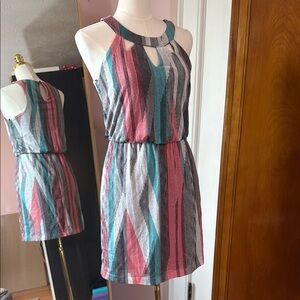 BONGO Pink and Blue Geometric Mini Dress